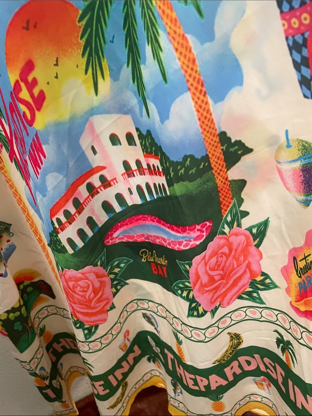 Micas Cream Tropical Print Maxi Dress Beach resort wear quirky NWT - Picture 3 of 10
